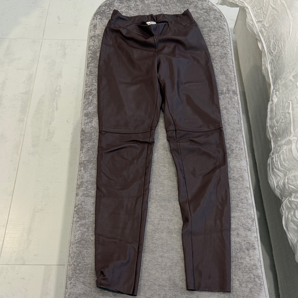 Wolford Bordeaux Faux Leather Leggings XS Women Size 34